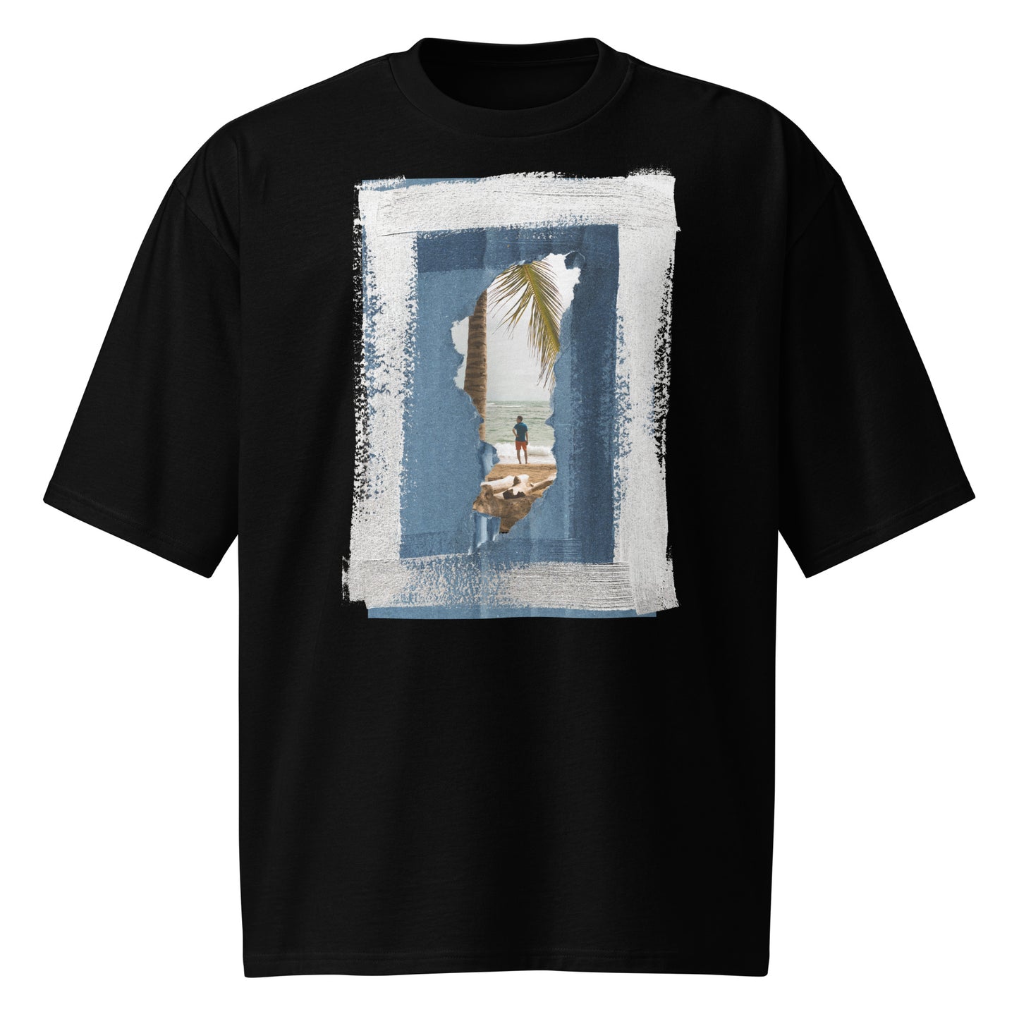 Ïndigo paper torn beach Oversized heavyweight t-shirt